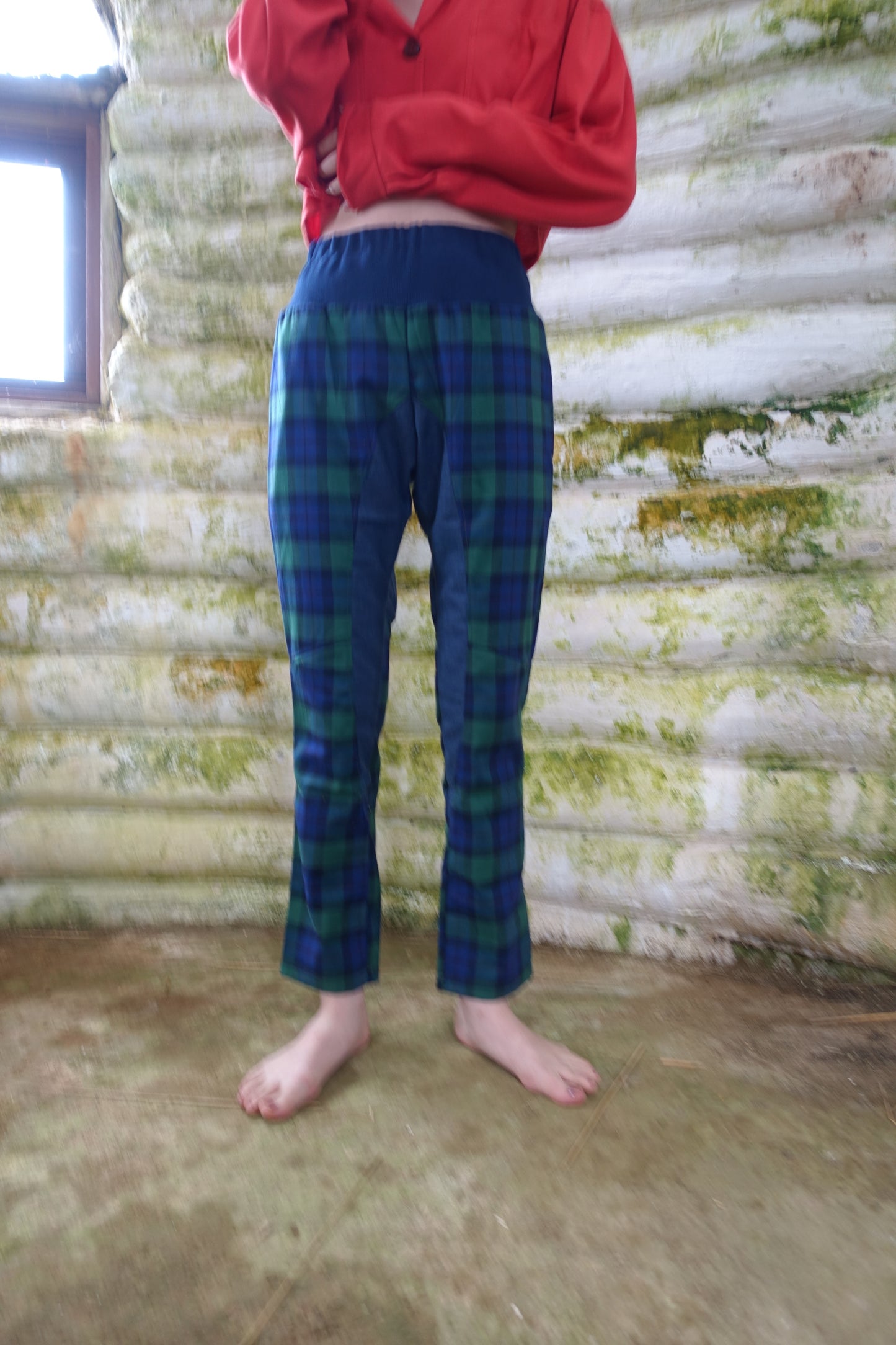 切替check pants gn