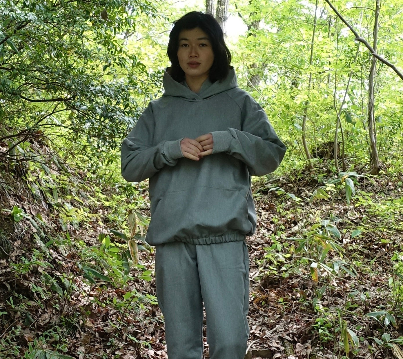 ラグランコクーンパーカー gray