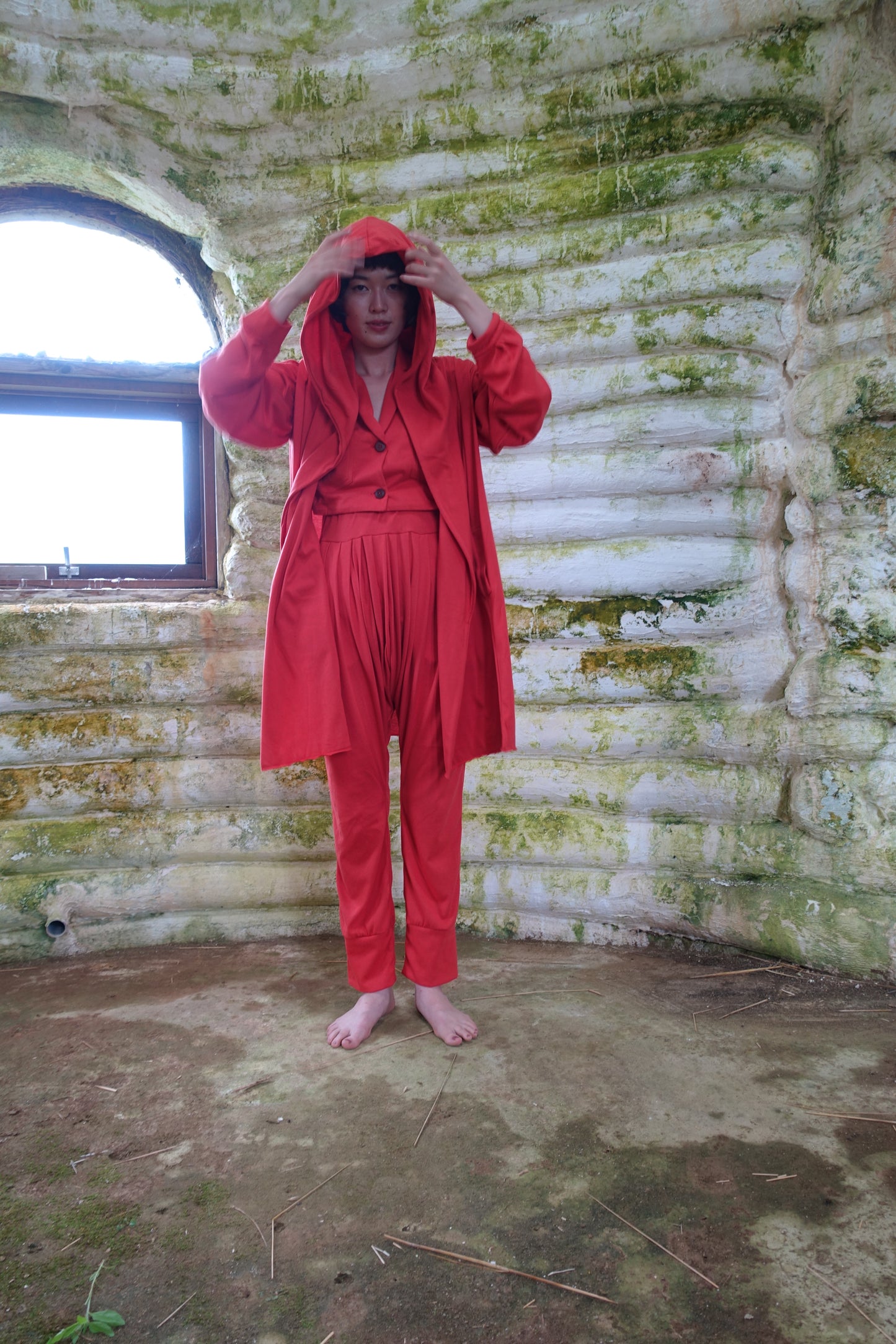 hood vest　 red
