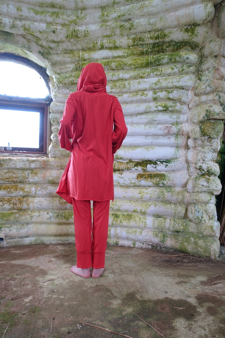 hood vest　 red